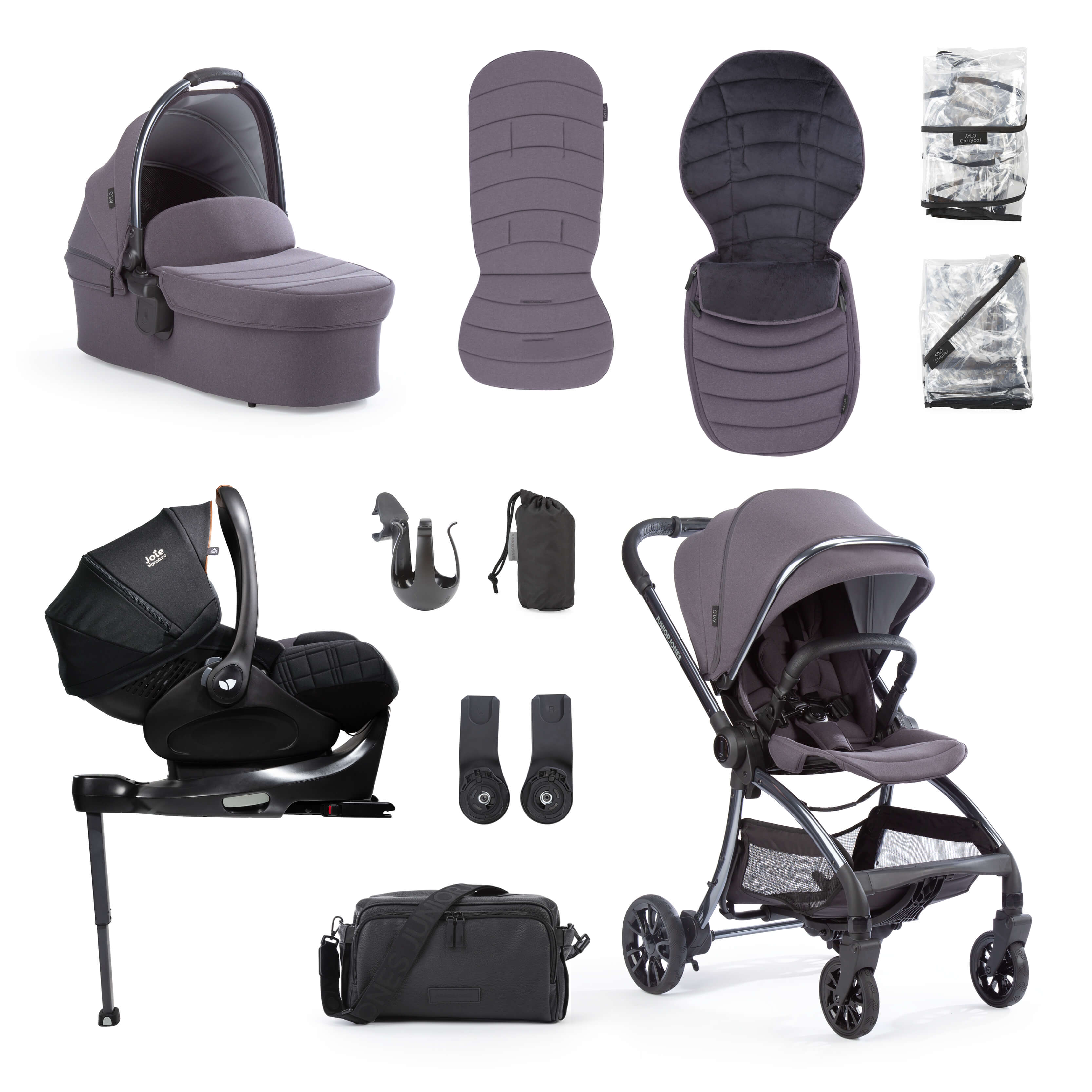 Aylo Dark Slate 12pc Travel System inc Joie Eclipse Car Seat